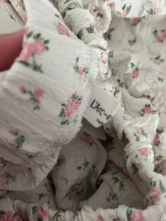 Source Unknown White Floral Seersucker Pants - Picture 3 of 5